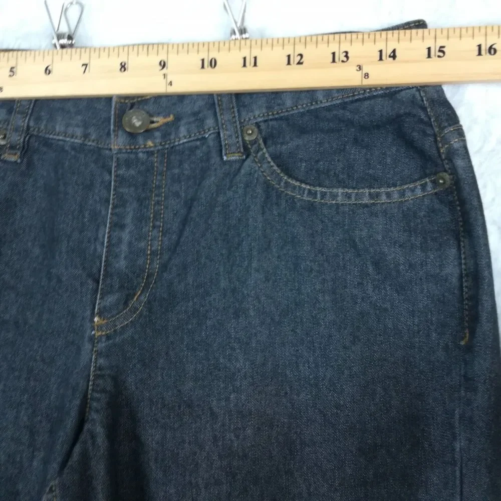 DKNY Womens Jeans Boot Cut Denim Black Wash Mid Rise Stretch 8‎